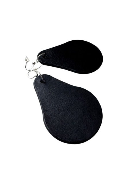 Kolczyki "Krople", kolekcja "Katowice", kolor czarny, skóra naturalna