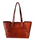 Torebka Shopperka duża, kolekcja „Szczyrk", kolor kasztanowy brąz, skóra naturalna