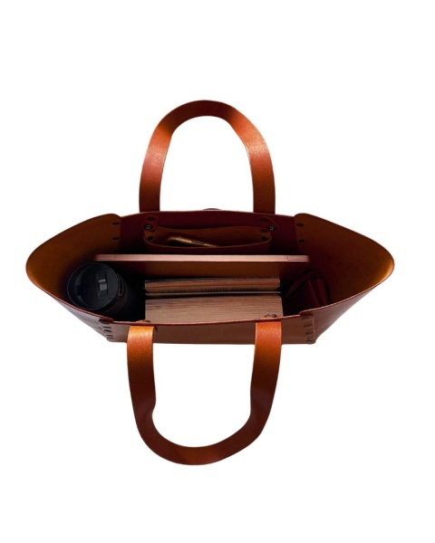 Torebka Shopperka duża, kolekcja „Szczyrk", kolor kasztanowy brąz, skóra naturalna