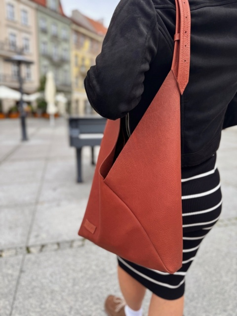 Torebka miękka ‚Origami’ duża, kolor terakota, skóra naturalna Torebka miękka ‚Origami’ duża, kolor terakota, skóra naturalna